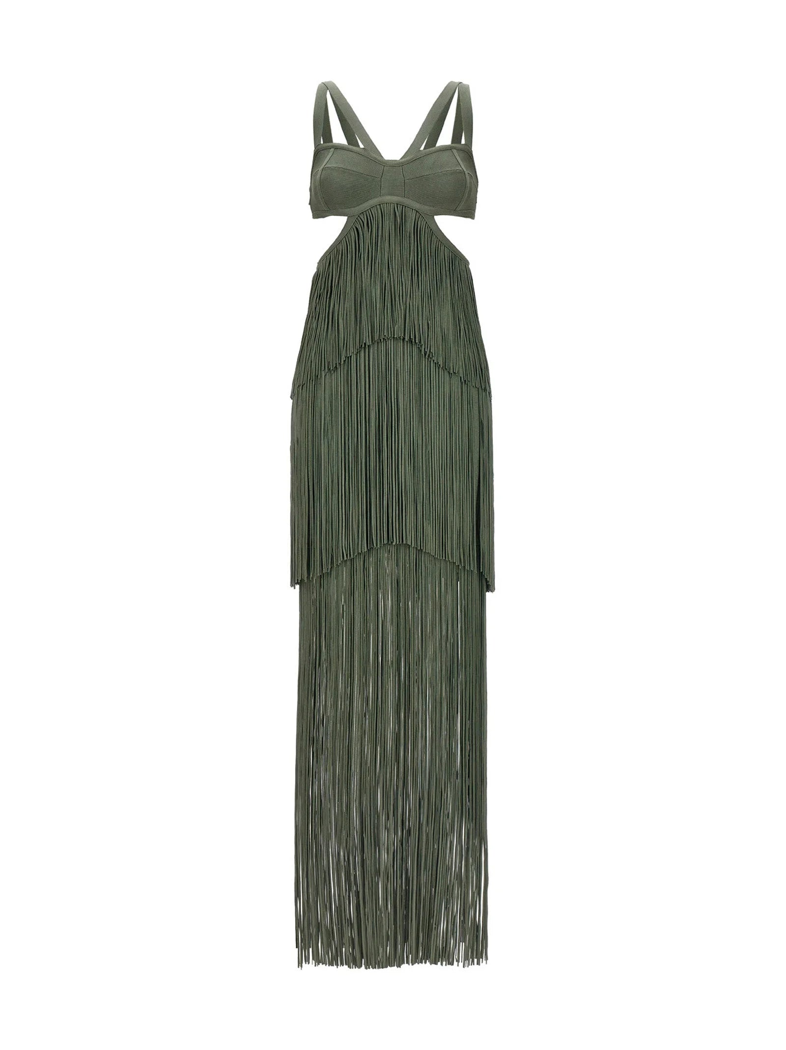 Hervé Léger Bicolor Rayon Long Dress - XS