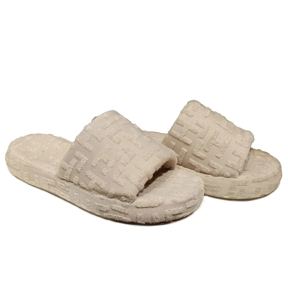 Hinnominate Beige Cotton Women Sandal - Slippers