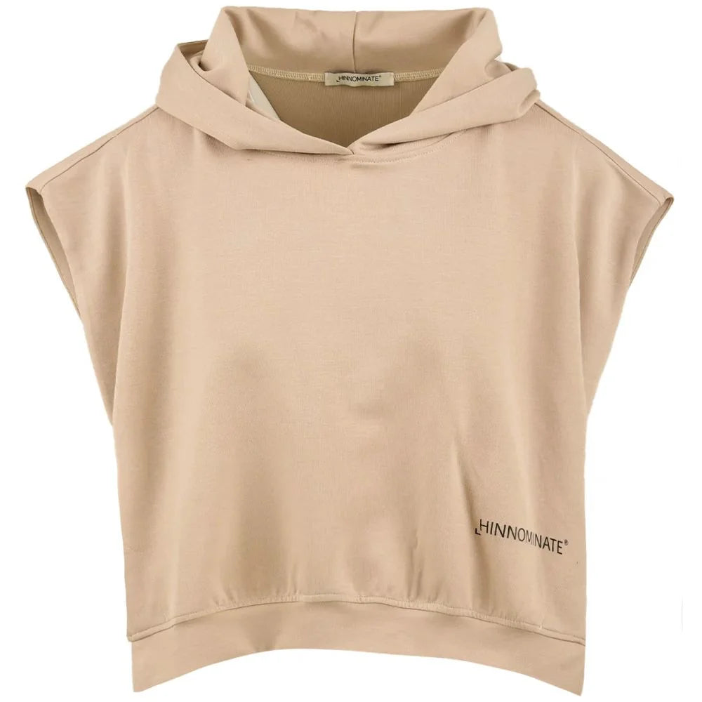 Hinnominate Beige Cotton Women Sleeveless Hoodie - Hoodies