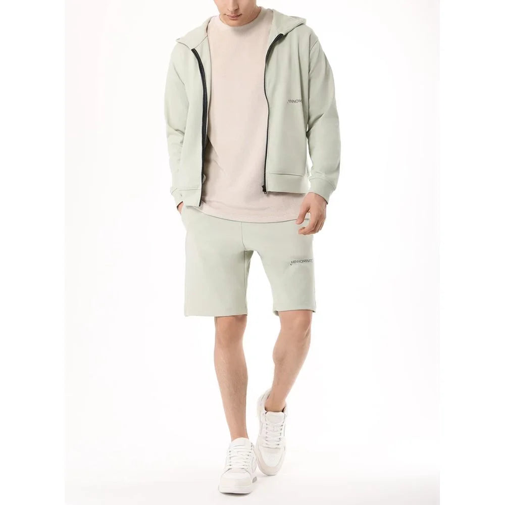Hinnominate Green Cotton Men’s Hoodie - Hoodies
