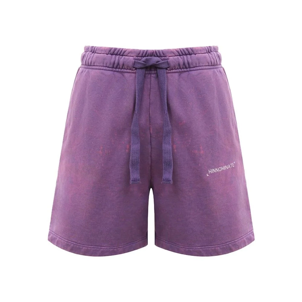 Hinnominate Purple Cotton Short - M - Jogger Shorts