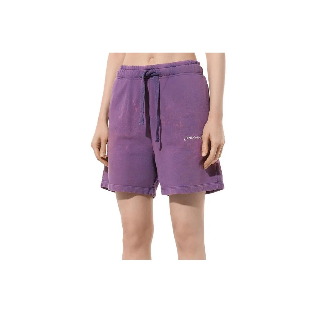 Hinnominate Purple Cotton Short - M - Jogger Shorts