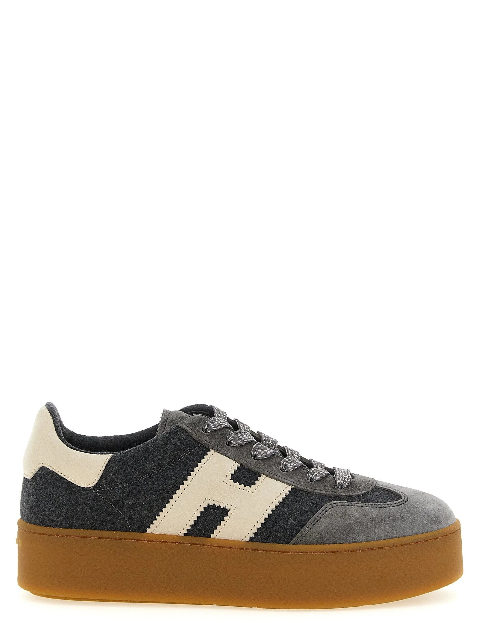 Hogan Gray Wool Platform Sneakers