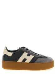 Hogan Gray Wool Platform Sneakers