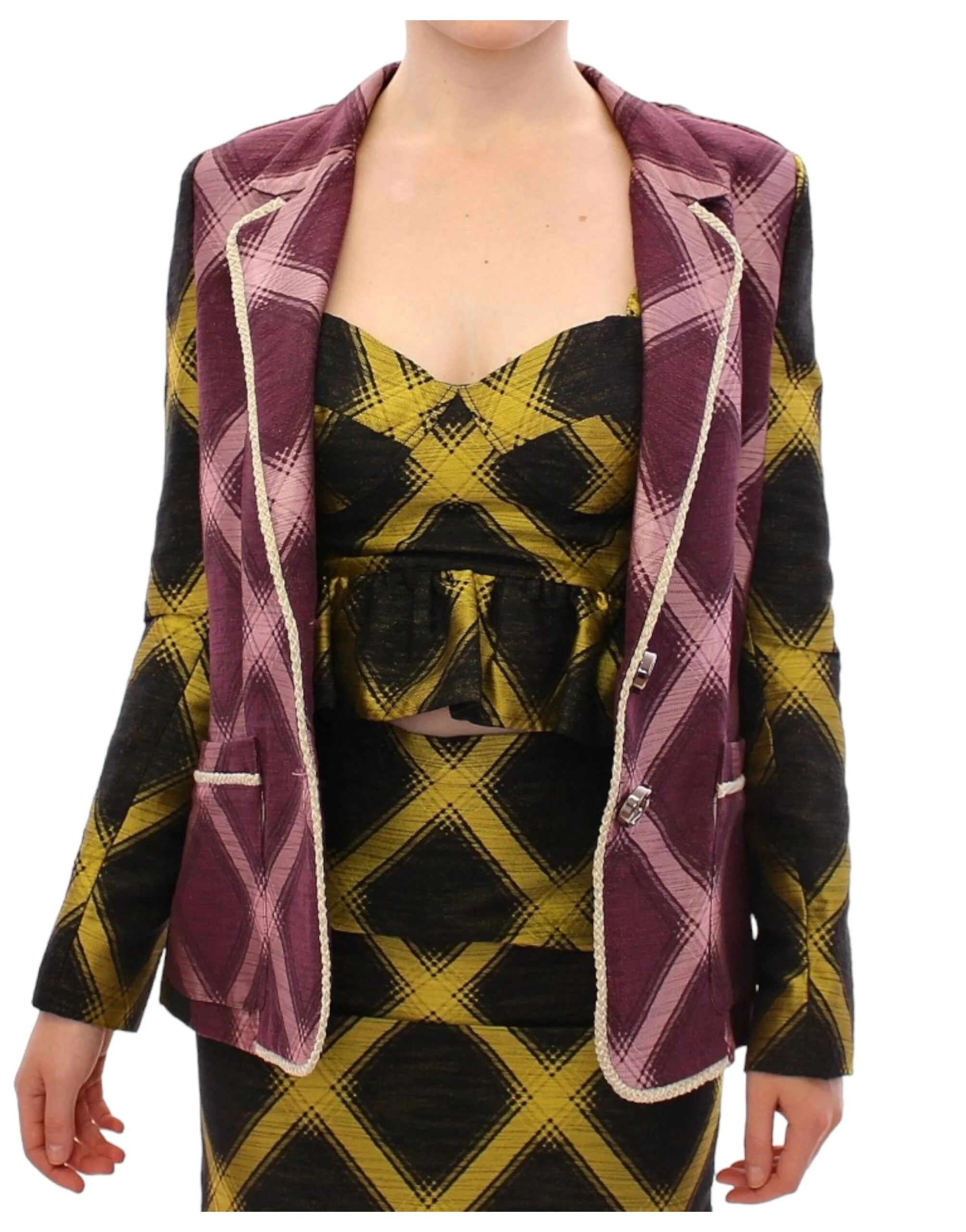 House of Holland Purple checkered blazer jacket - S - Coats & Jackets