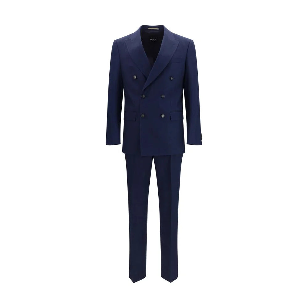 Hugo Boss Black Blue Linen Two-Piece Suit - IT60 | 5XL