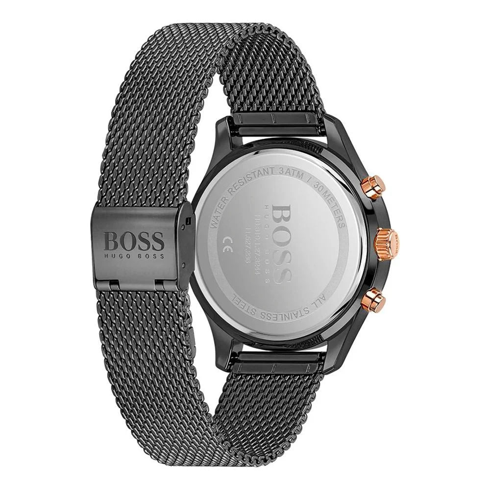 ساعة رسمية من الفولاذ المقاوم للصدأ الأسود من Hugo Boss