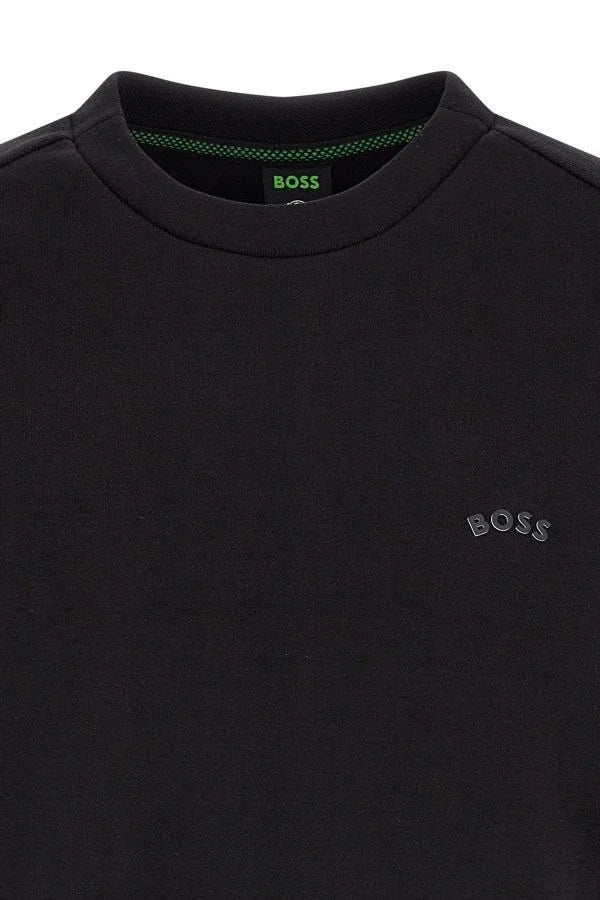 Hugo Boss Elegant Black Cotton Round Neck Sweatshirt - Sweatshirts
