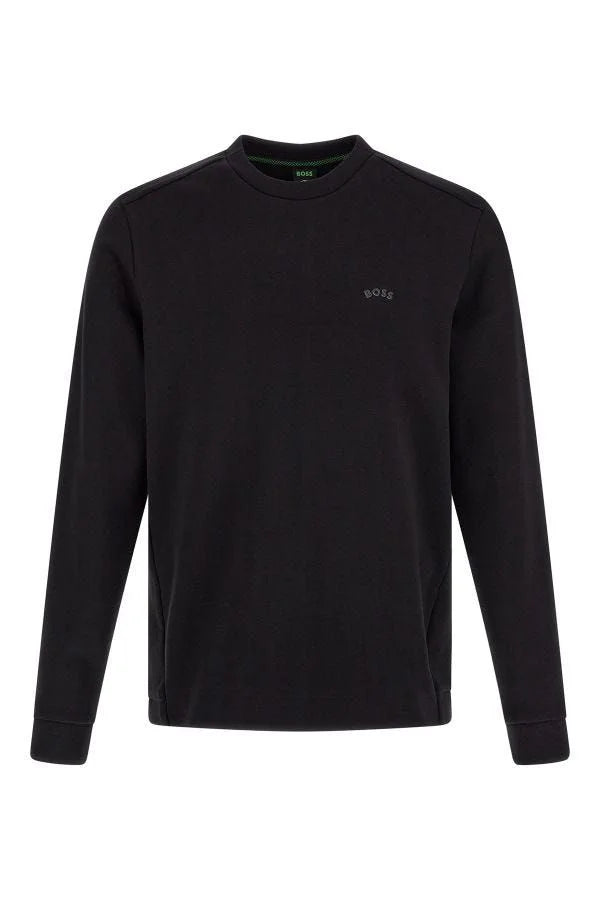 Hugo Boss Elegant Black Cotton Round Neck Sweatshirt - Sweatshirts