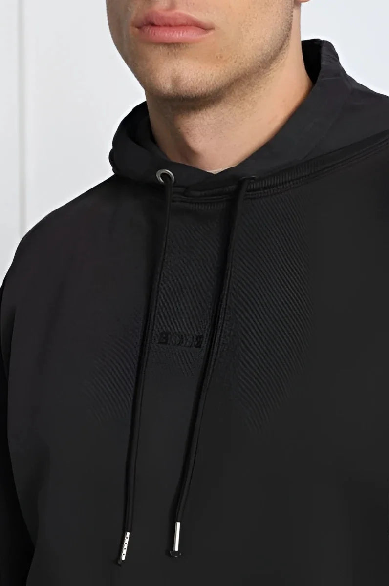 Hugo Boss Elegant Dark Blue Cotton Hooded Sweatshirt - Hoodies