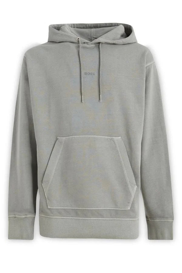 Hugo Boss Elegant Grey Cotton Hooded Sweatshirt - Hoodies