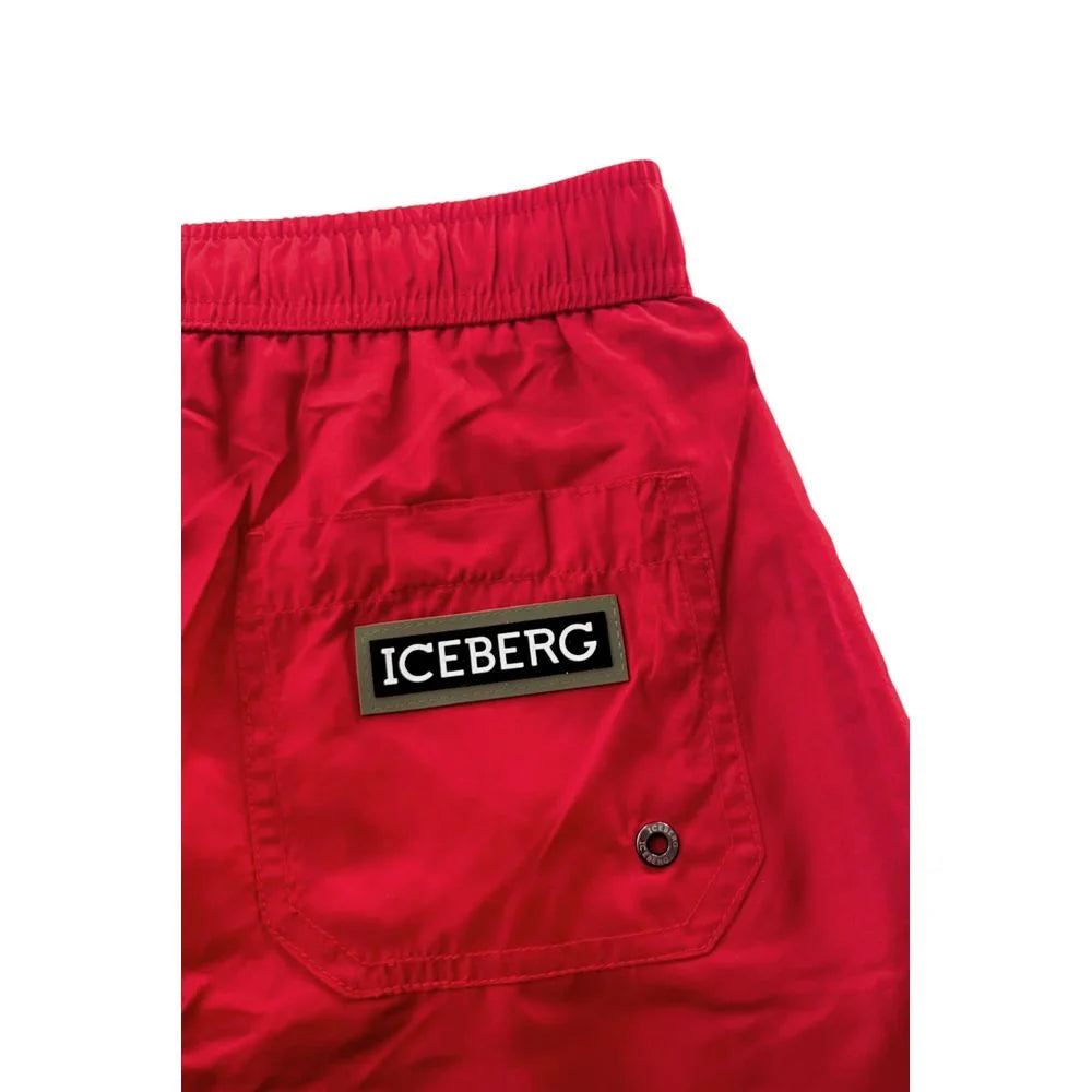 Iceberg Red Polyester Men Swim Short - Boardshorts
