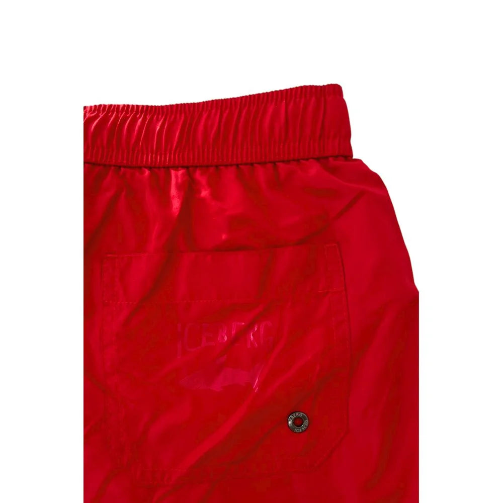 Iceberg Red Polyester Men’s Swim Short - Swim Boxers