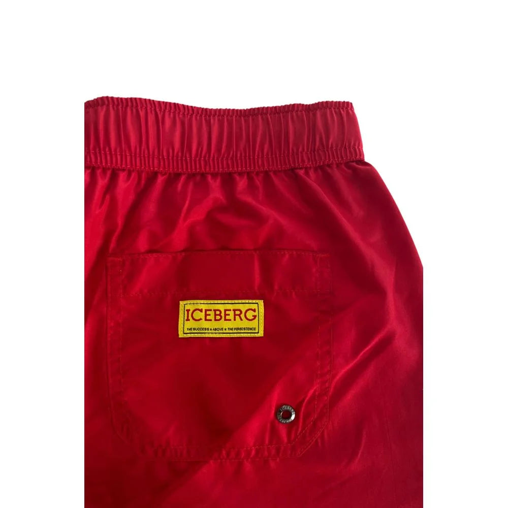 Iceberg Red Polyester Men’s Swim Short - S - Boardshorts