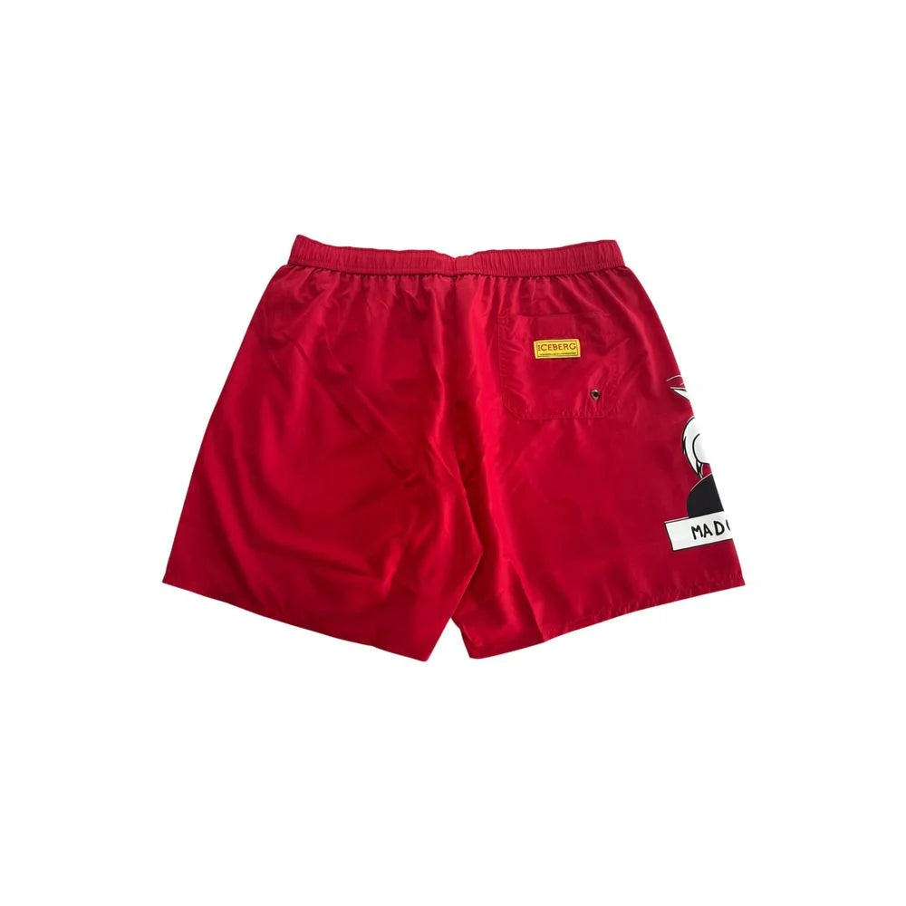Iceberg Red Polyester Men’s Swim Short - S - Boardshorts