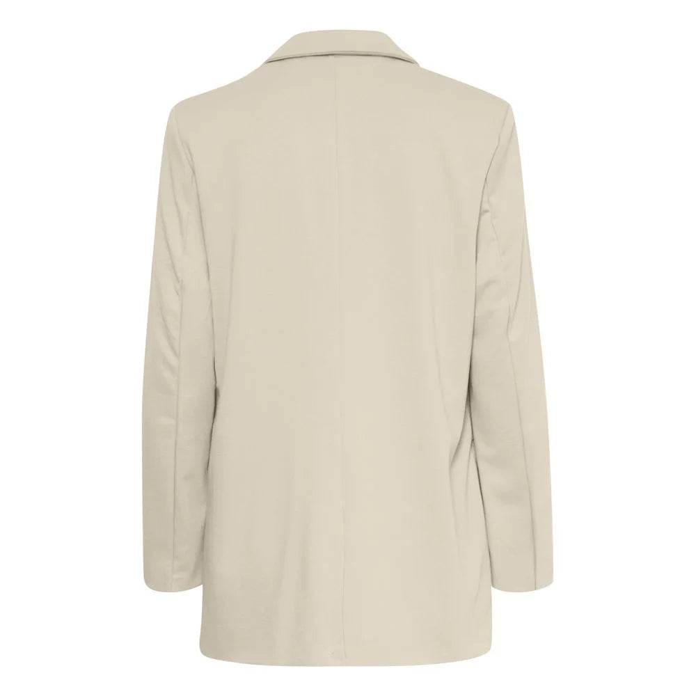 ICHI Beige Recycled Polyester Blazer - Coats & Jackets