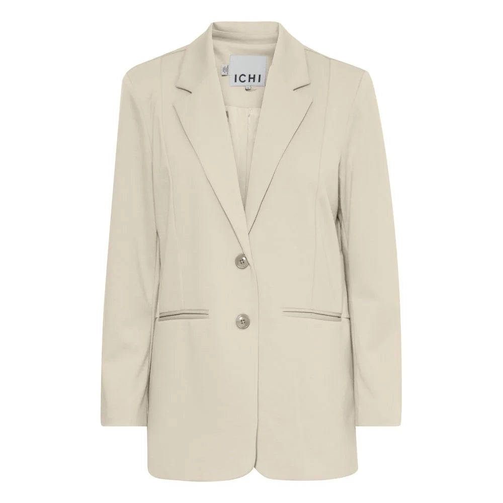 ICHI Beige Recycled Polyester Blazer - Coats & Jackets