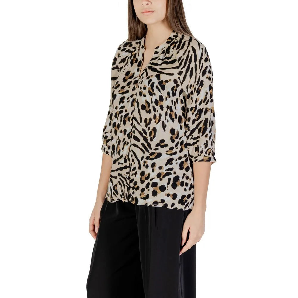 ICHI Beige Viscose Blouse - XXL - Blouses