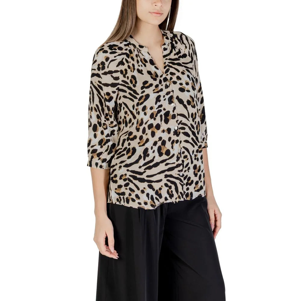 ICHI Beige Viscose Blouse - XXL - Blouses