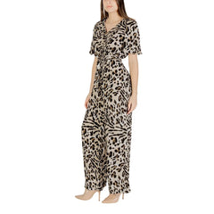 ICHI Beige Viscose Jumpsuit