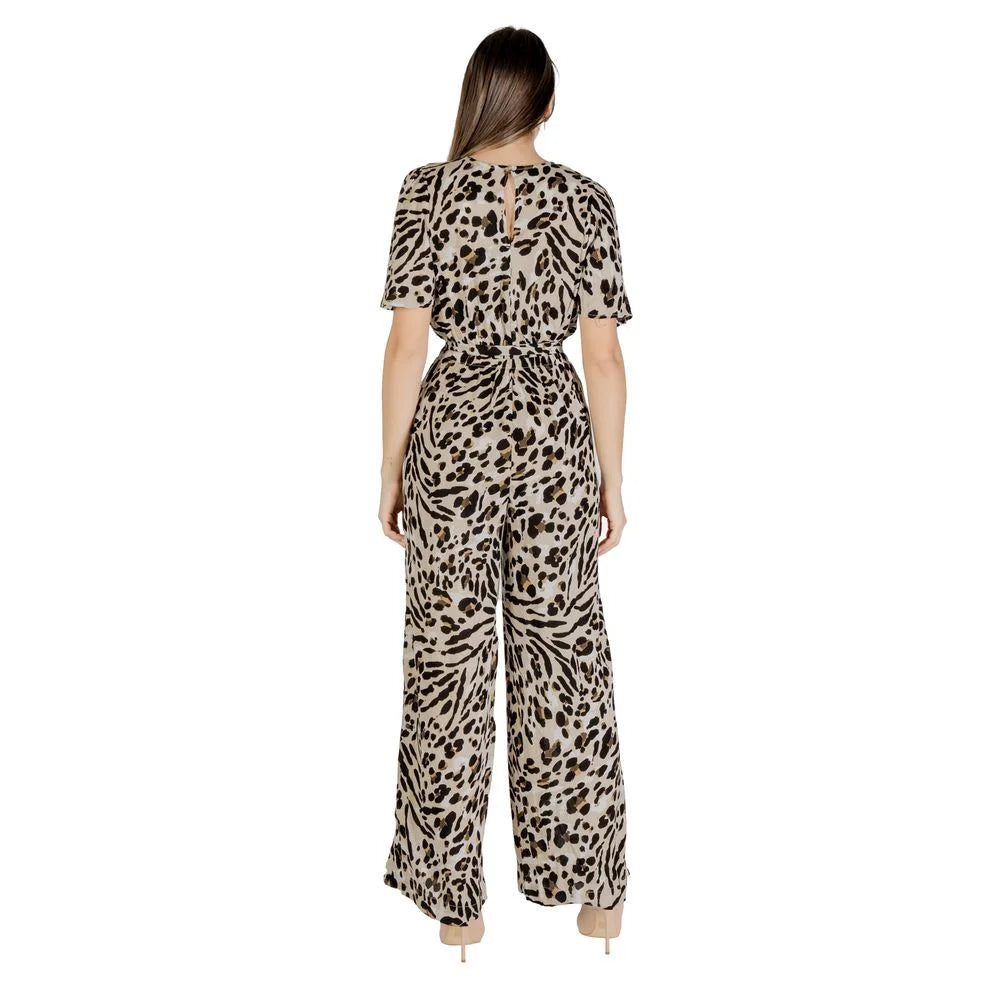 ICHI Beige Viscose Jumpsuit - One-Pieces