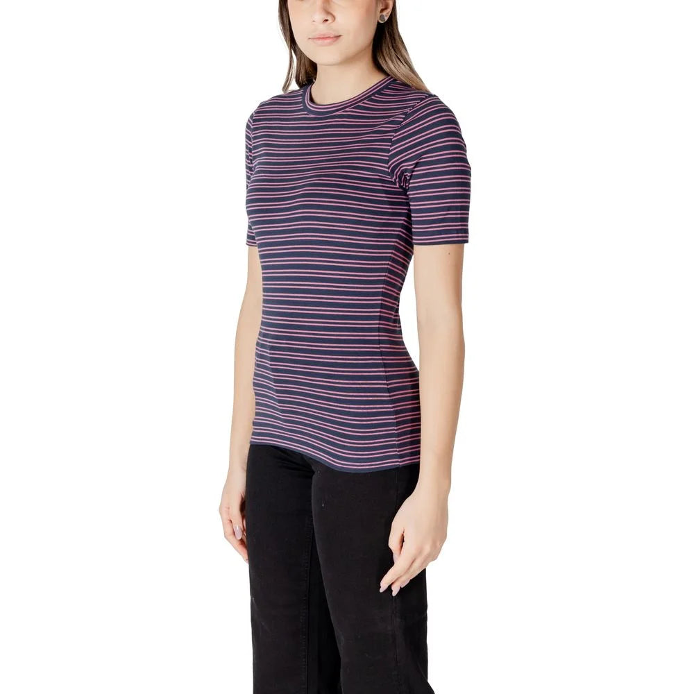 ICHI Bicolor Cotton T-Shirt - IT38|XS - T-Shirts