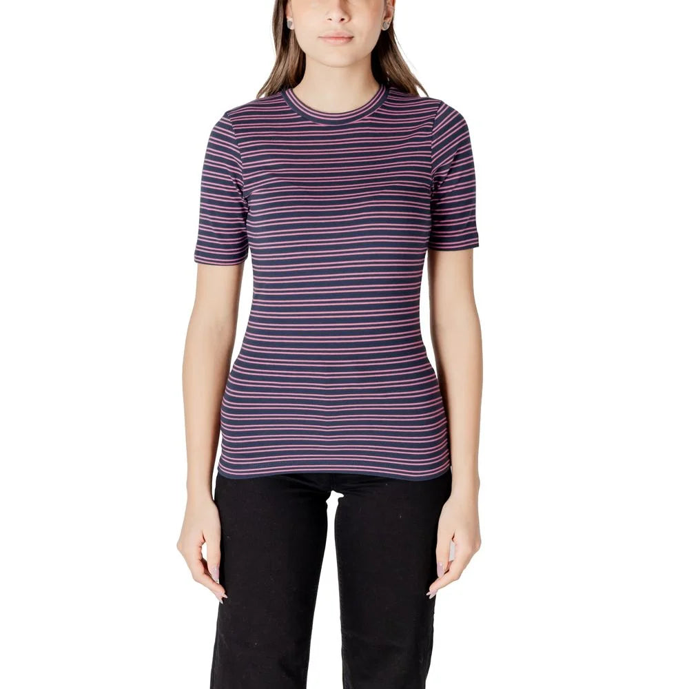 ICHI Bicolor Cotton T-Shirt - IT38|XS - T-Shirts