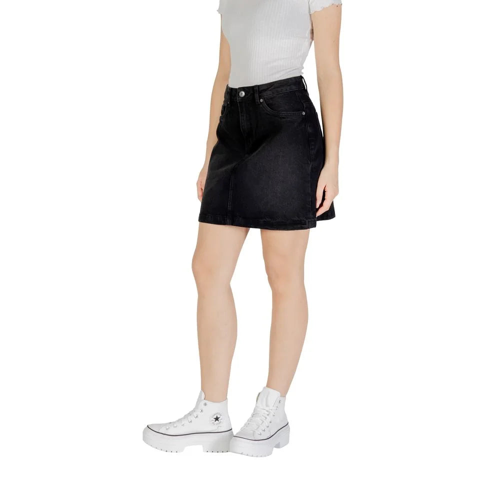 ICHI Black Cotton Mini - 34 | XXS - Skirts