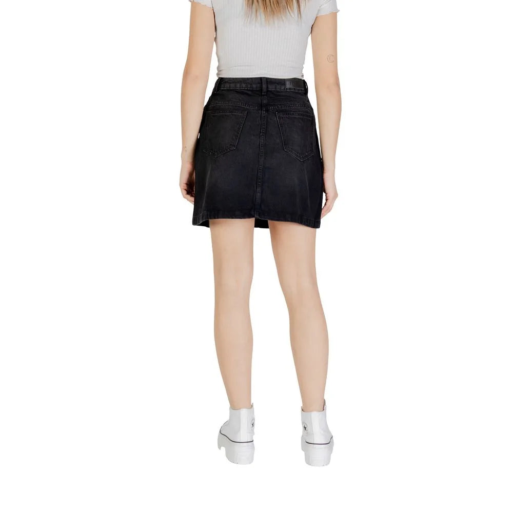 ICHI Black Cotton Mini - 34 | XXS - Skirts
