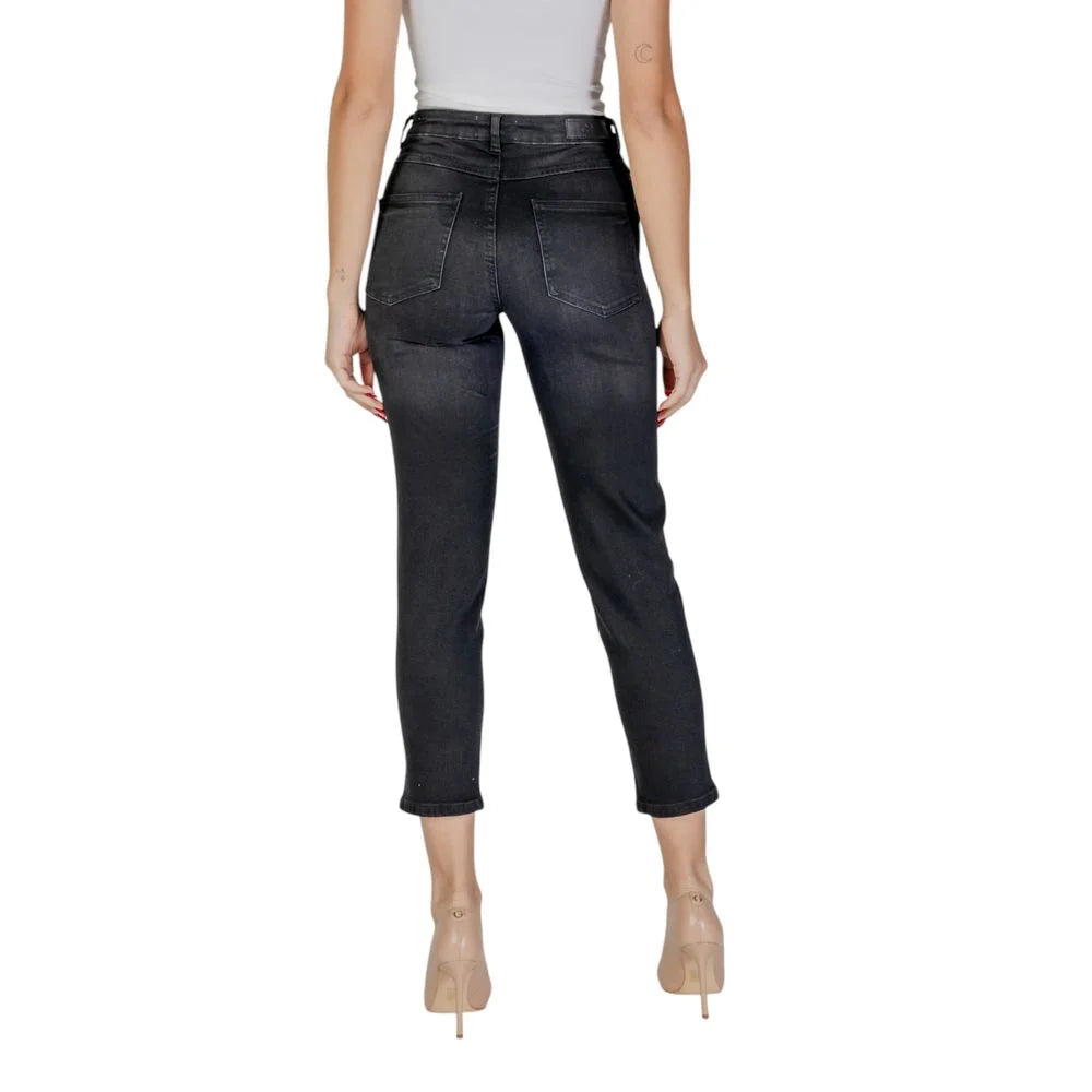 ICHI Black Cotton Mom Jean - Jeans