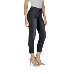 ICHI Black Cotton Mom Jean - Jeans