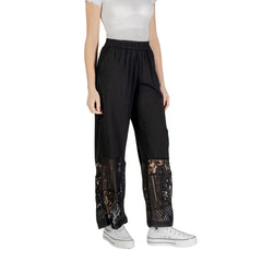 ICHI Black Cotton Pant - Trousers