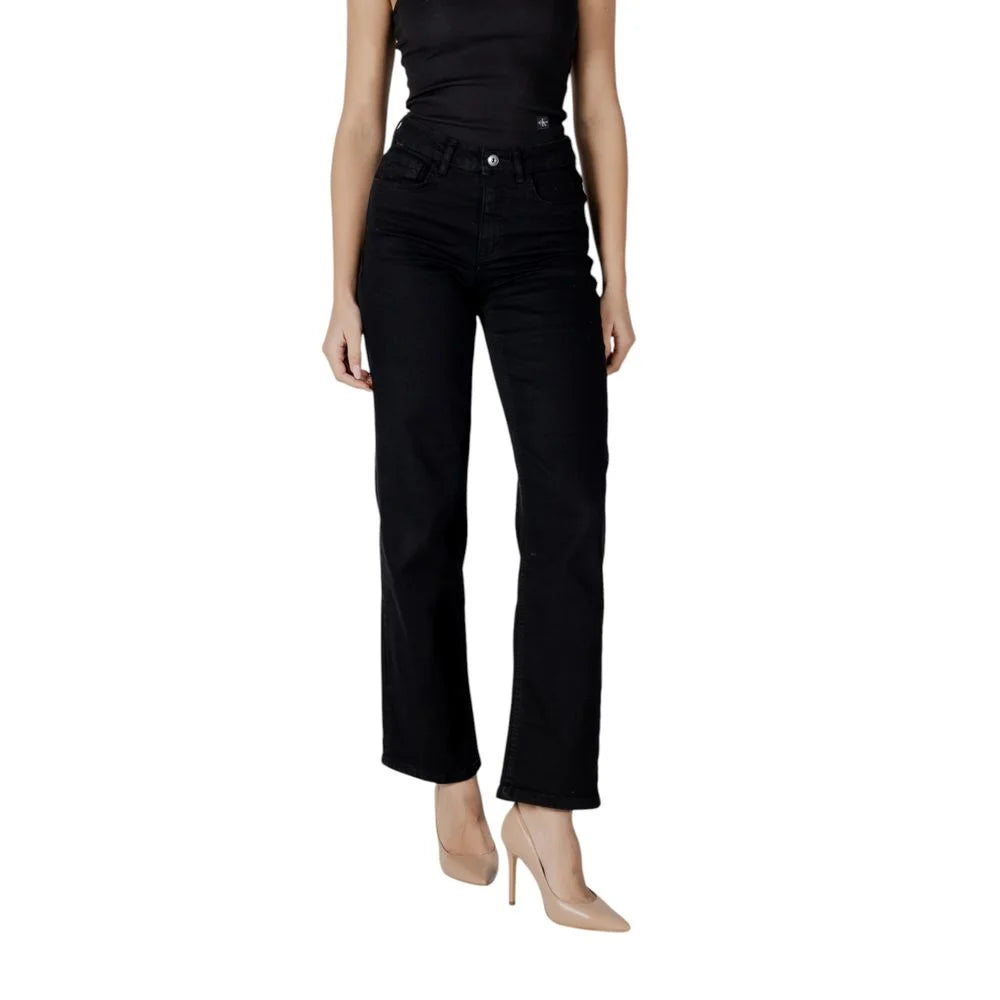 ICHI Black Cotton Relaxed Fit Jean