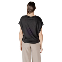 ICHI Black Cotton T-Shirt - T-Shirts