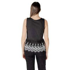 ICHI Black Cotton Tank Top - IT40|S - Tank Tops