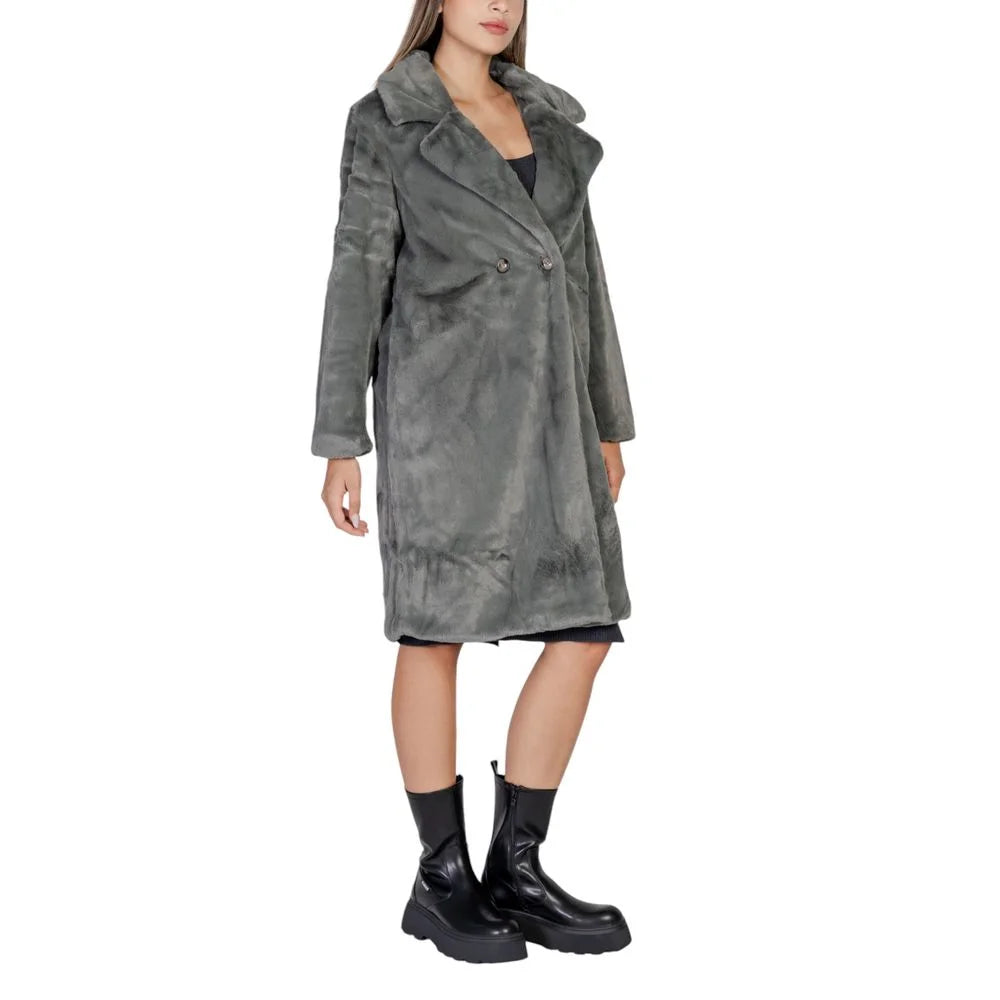 ICHI Black Polyester Jackets & Coat - Overcoats