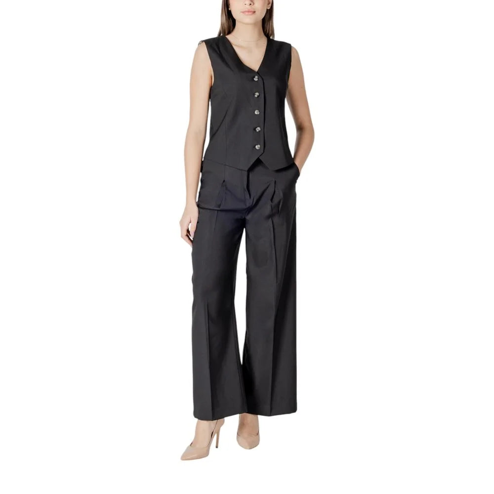 ICHI Black Polyester Pant - Trousers