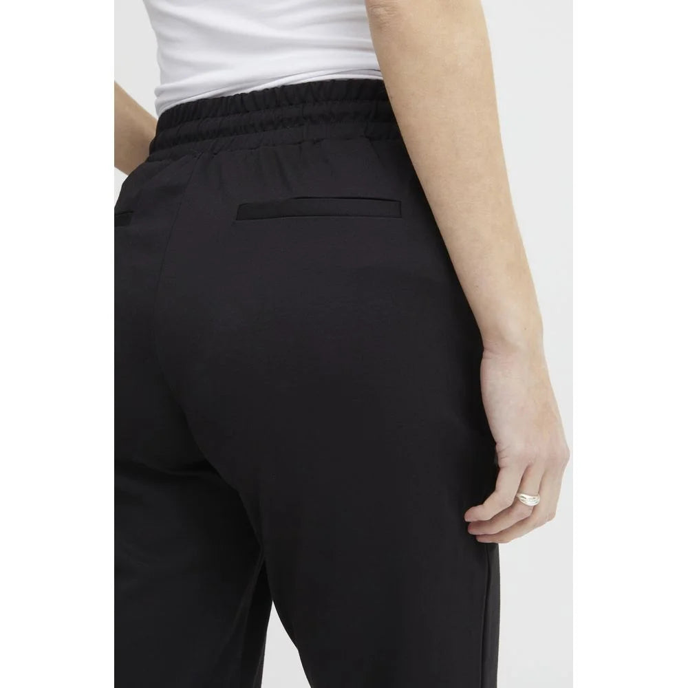 ICHI Black Polyester Pant - Trousers