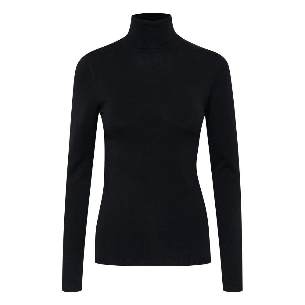 ICHI Black Viscose Turtleneck - XL - Sweaters