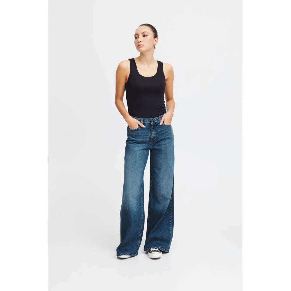 ICHI Blue Cotton Bootcut Jean - Jeans