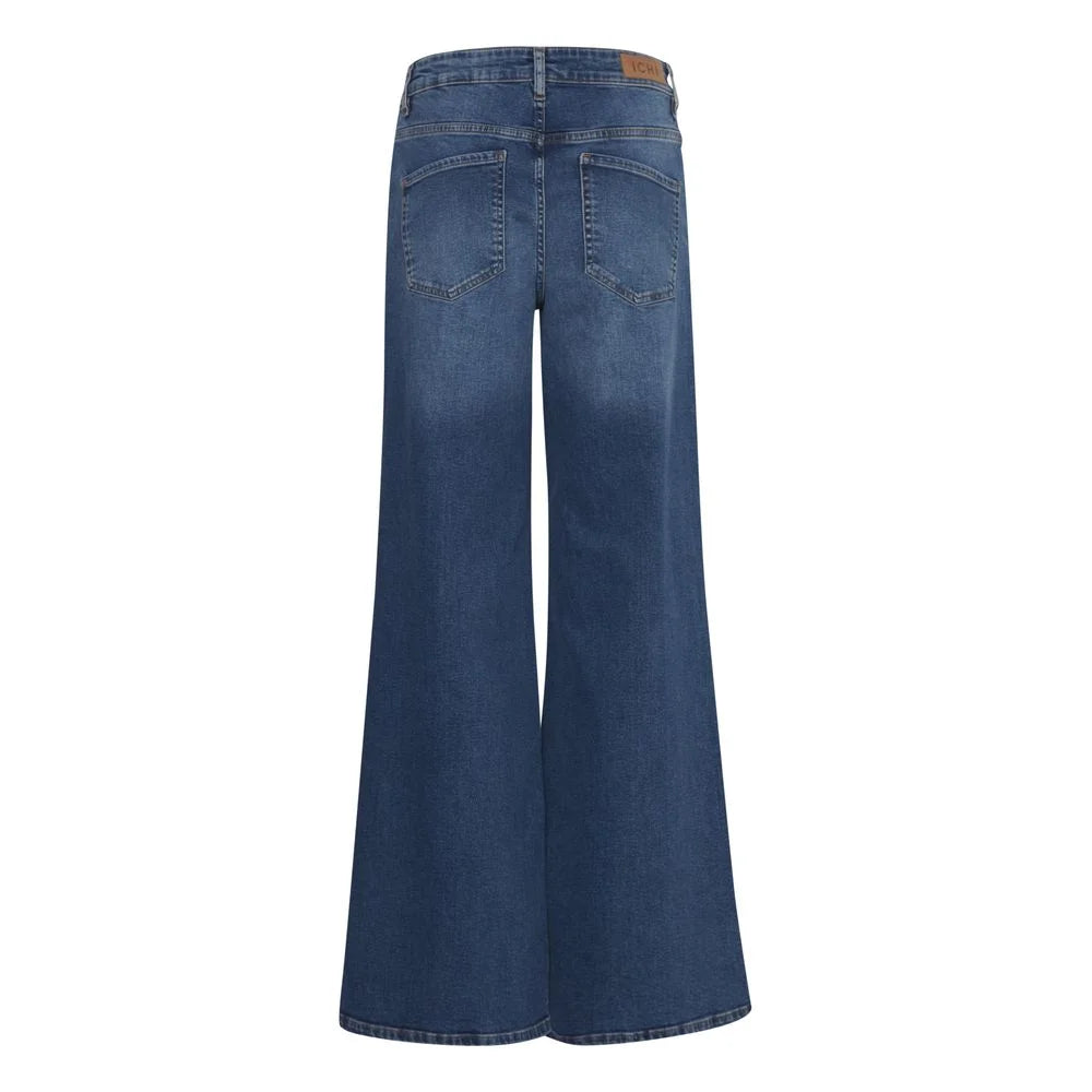 ICHI Blue Cotton Bootcut Jean - Jeans