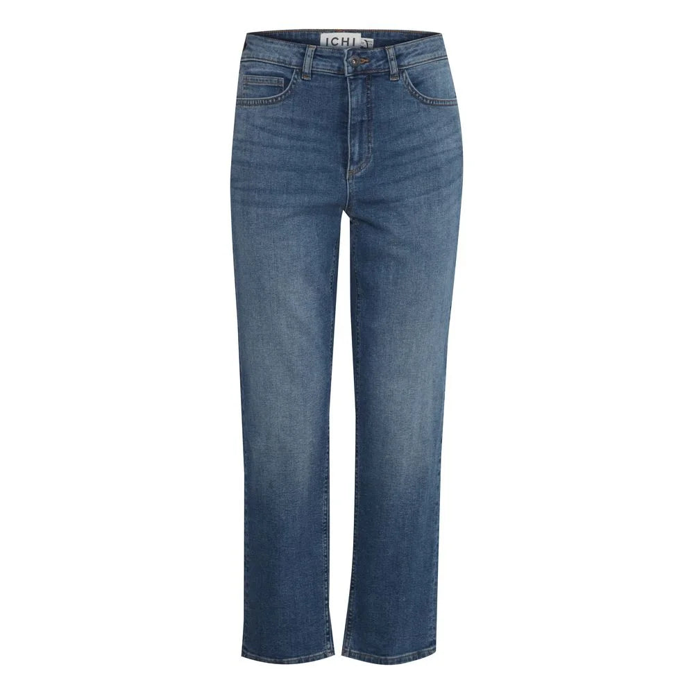 ICHI Blue Cotton Mom Jean