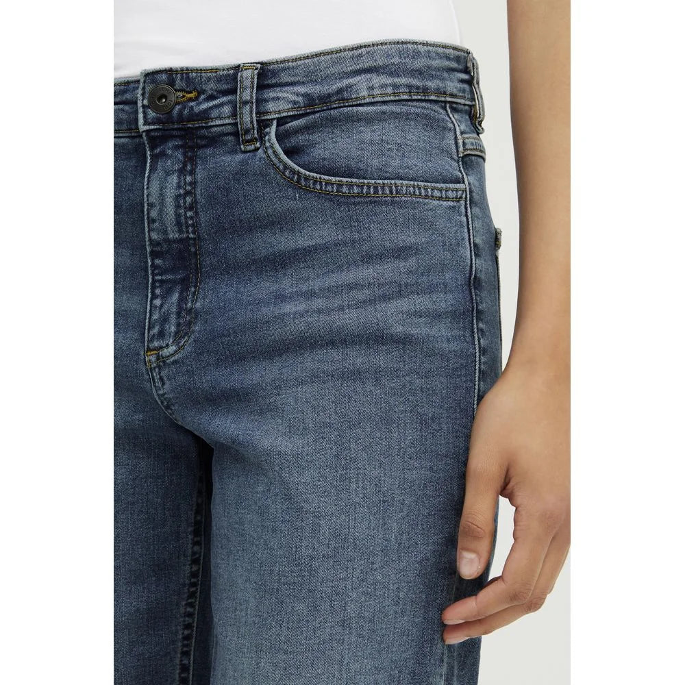 ICHI Blue Cotton Mom Jean - Jeans