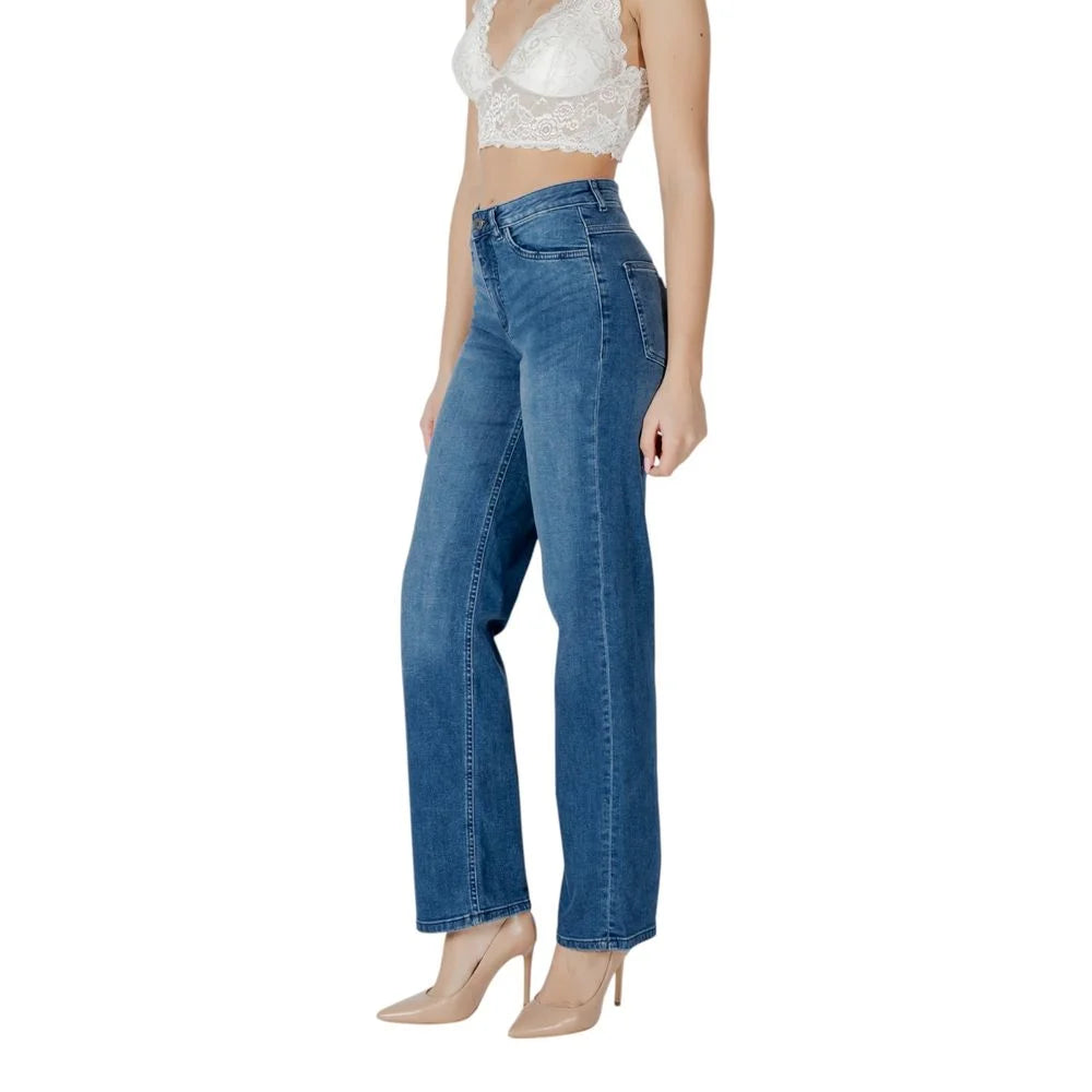 ICHI Blue Cotton Relaxed Fit Jean - Jeans
