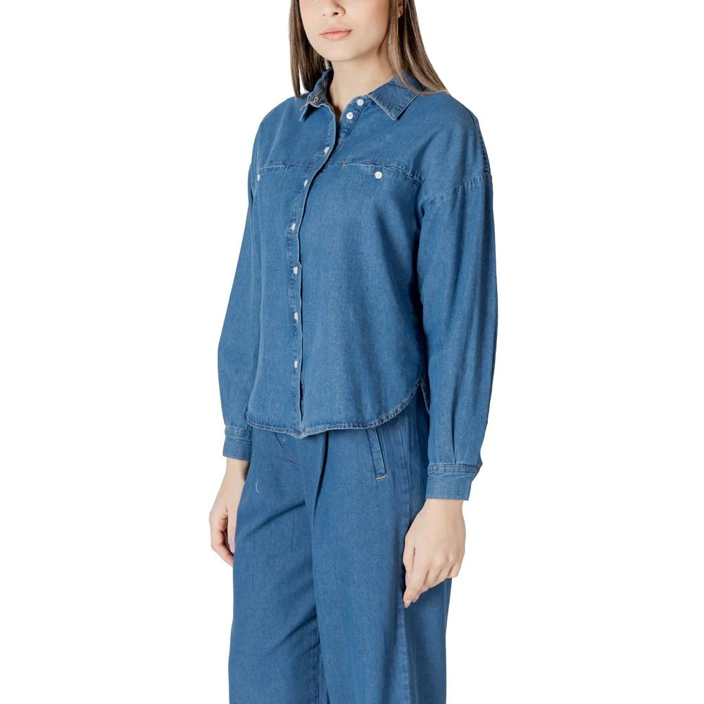 ICHI Blue Cotton Shirt - Shirts