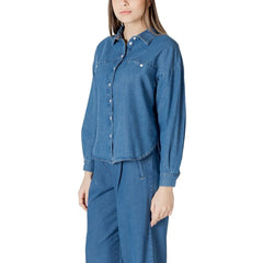 ICHI Blue Cotton Shirt - Shirts