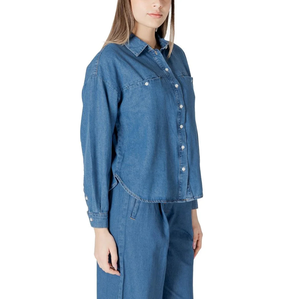 ICHI Blue Cotton Shirt - Shirts