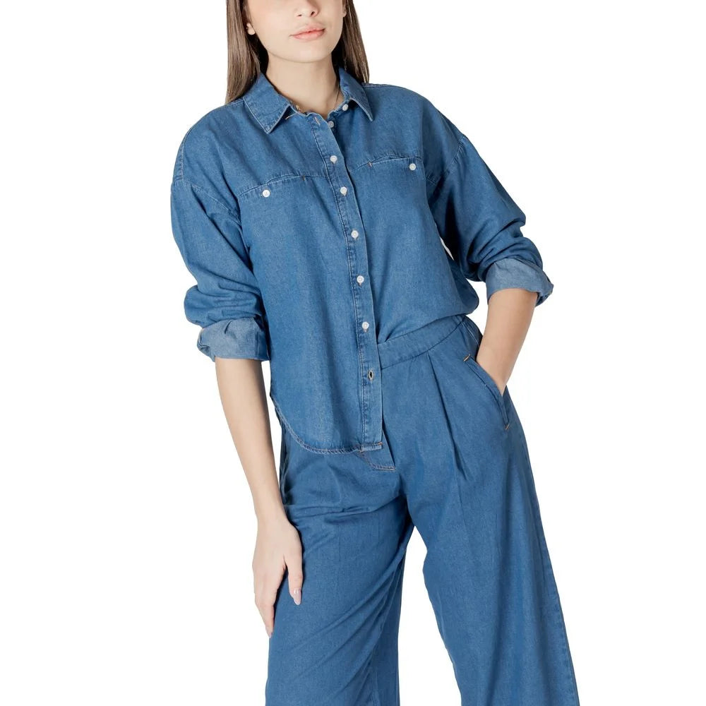 ICHI Blue Cotton Shirt - Shirts