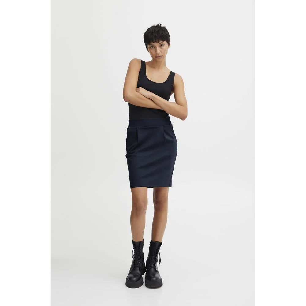 ICHI Blue Polyester Mini - Skirts