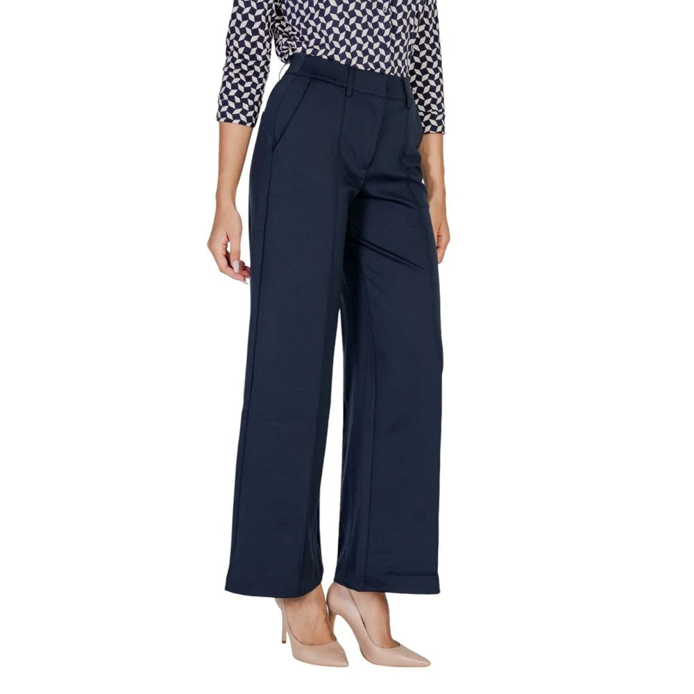 ICHI Blue Polyester Pant - XL - Trousers